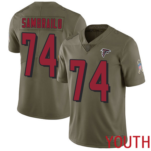 Atlanta Falcons Limited Olive Youth Ty Sambrailo Jersey NFL Football #74 2017 Salute to Service->youth nfl jersey->Youth Jersey